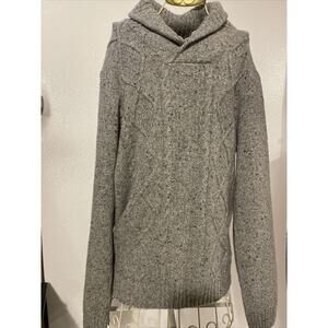 Luca Nobili Men's Wool Blend Shawl Neck Cable Knit Sweater Size L Gray Italy